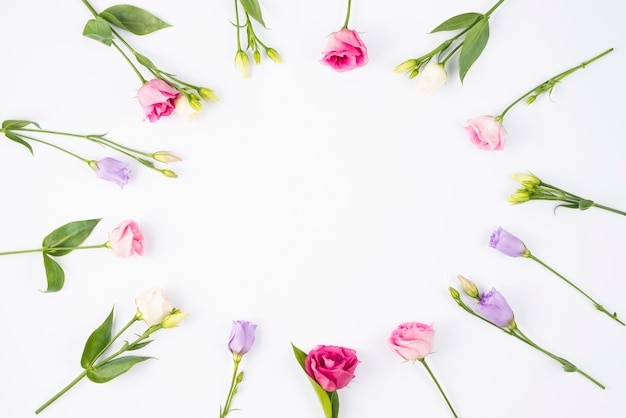 Floral composition creating round frame