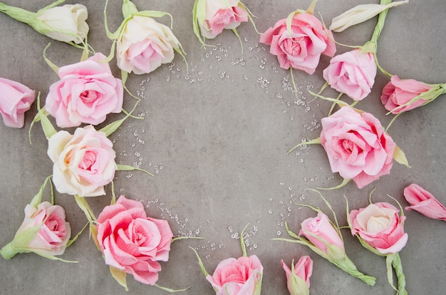 Floral frame on cement background