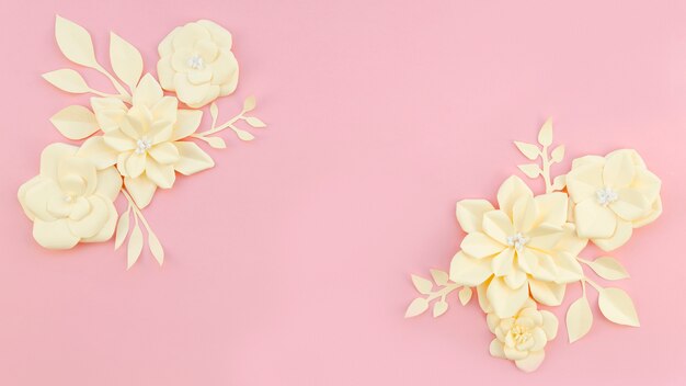 Floral frame on pink background