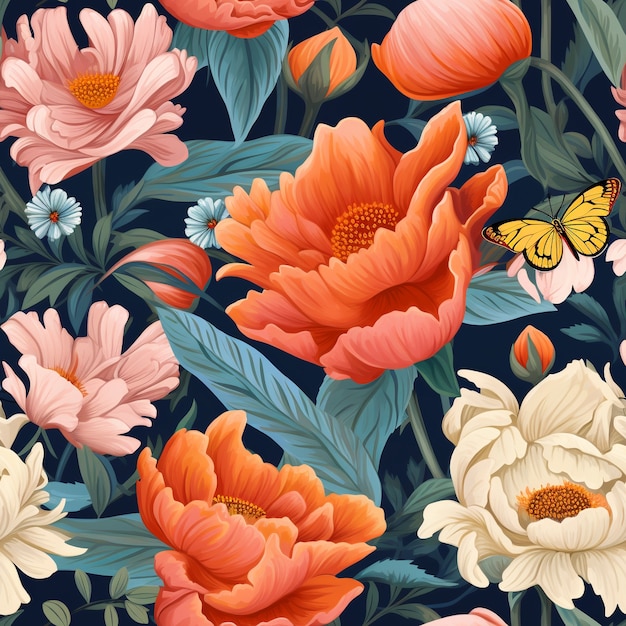 Free Photo floral pattern cartoon illustration