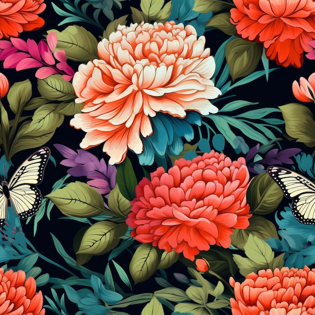 Free Photo floral pattern cartoon illustration