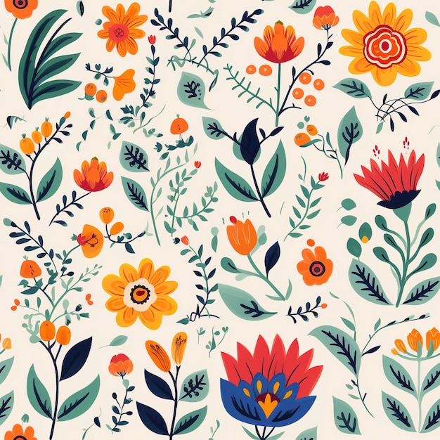 Free Photo floral pattern cartoon illustration