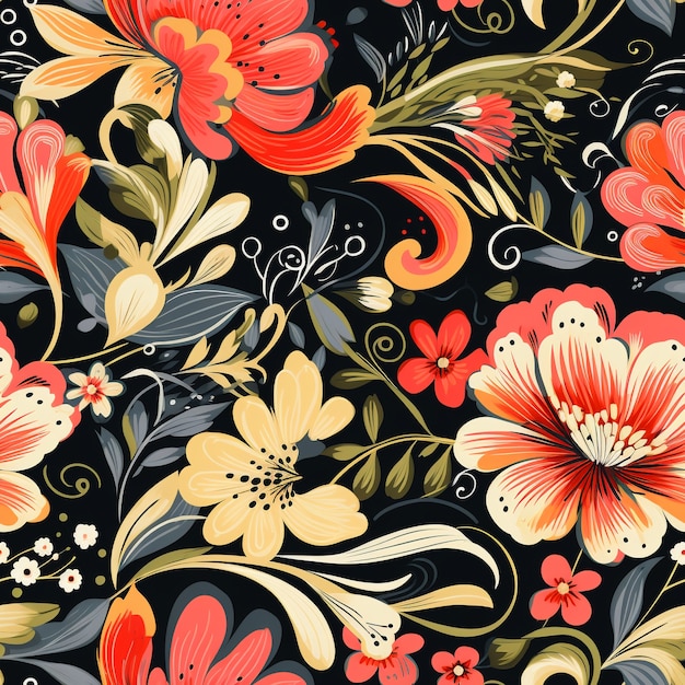 Free Photo floral pattern cartoon illustration