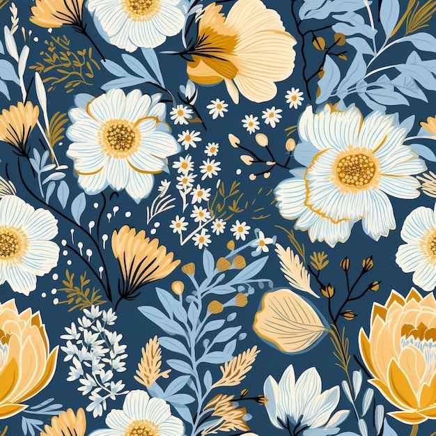 Free photo floral pattern cartoon illustration