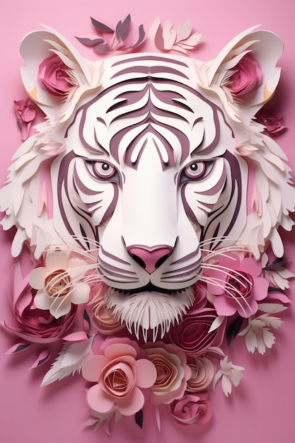 Free photo floral tiger in studio