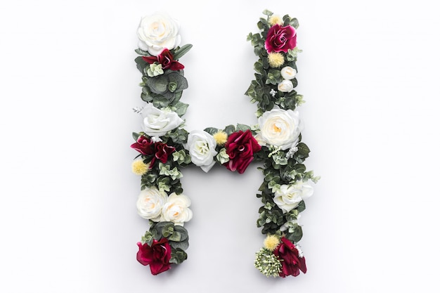 Flower letter H Floral monogram Free Photo