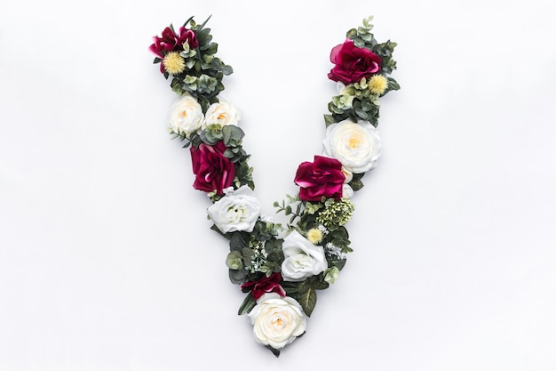 Free Photo flower letter v floral monogram