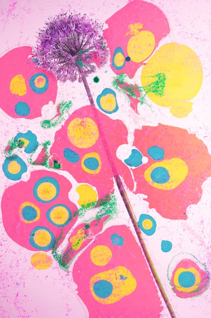 Free Photo flower with psychedelic painting