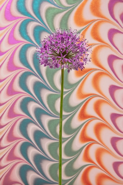 Free Photo flower with psychedelic painting