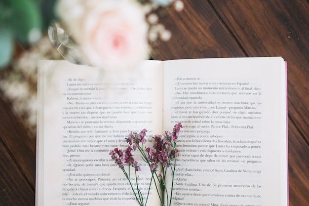 Free photo flowers between book pages