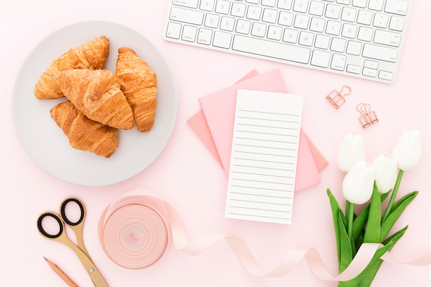 Flowers and croissants