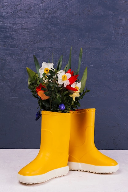 Flowers in some yellow boots