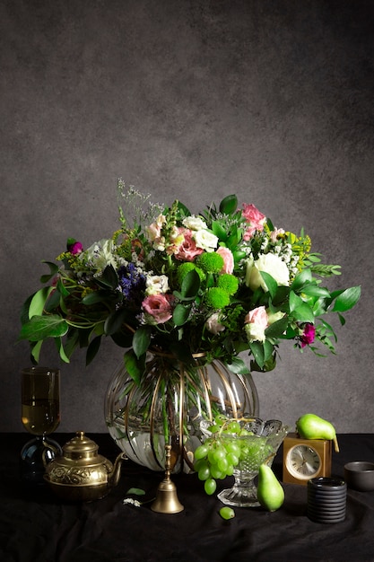 Flowers vase in baroque like photography