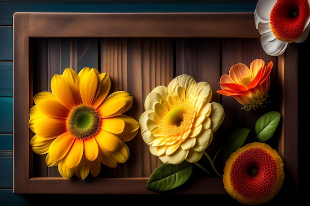 Free Photo flowers on a wooden table with a candle