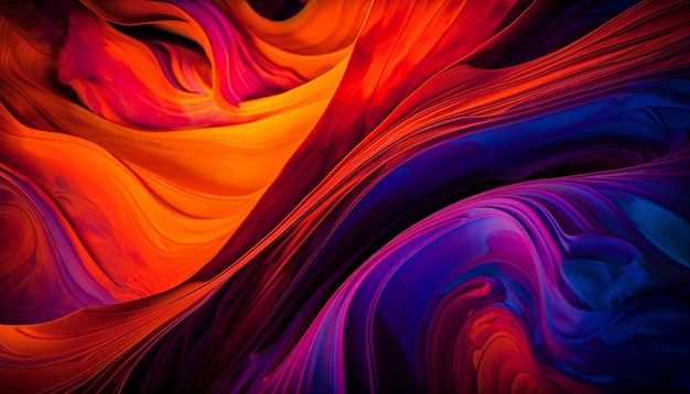 Flowing liquid creates vibrant wave pattern design generated by AI