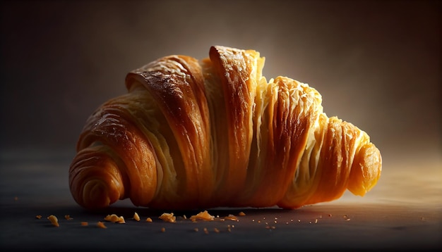 Free photo fluffy fresh croissant baked in french culture generated by ai