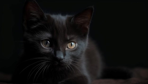 Free photo fluffy kitten staring with blue eyes intently generated by ai