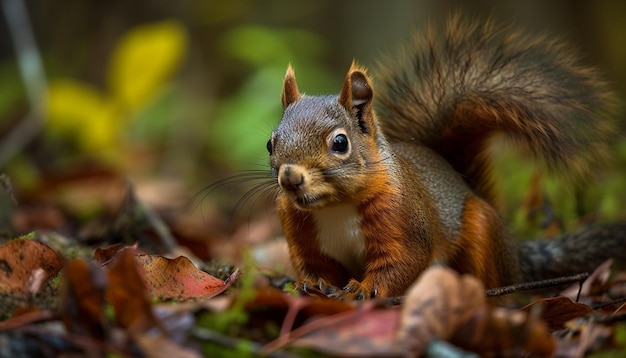 Fluffy squirrel nibbling on a tasty acorn generated by AI