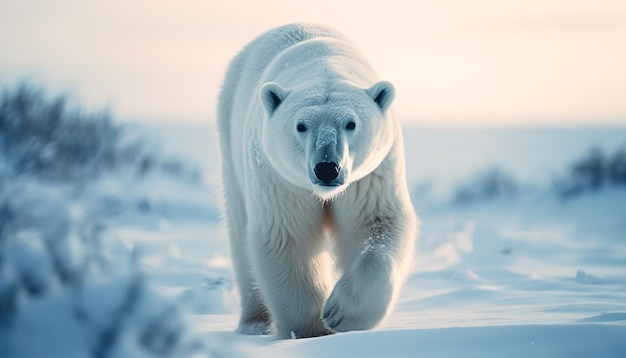 Fluffy white fur cute arctic fox looking generative AI