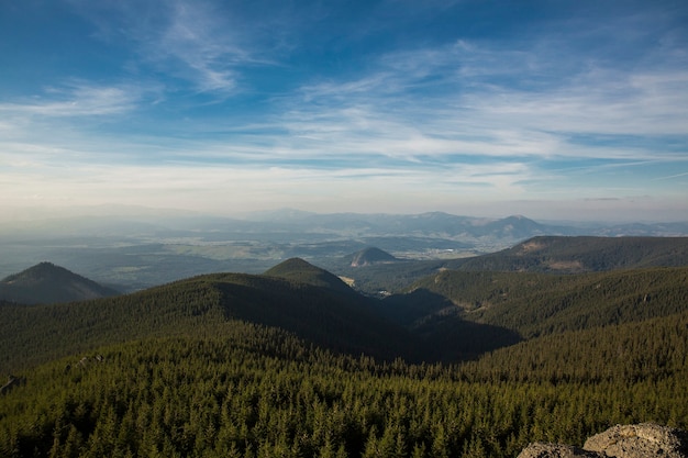 Foggy summer morning in the mountains. Carpathian, Ukraine, Europe. Beauty world.