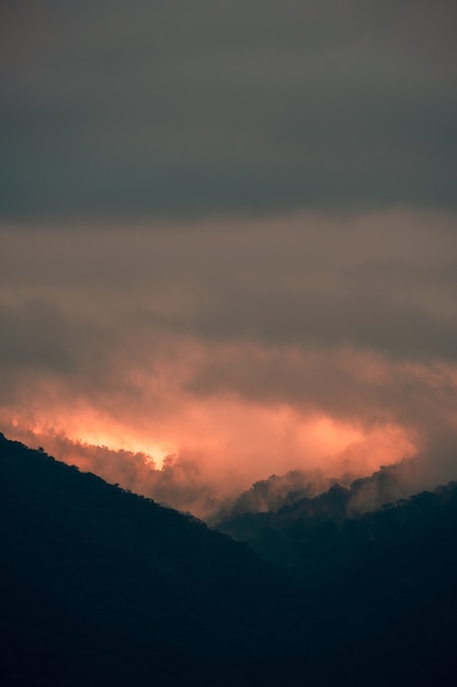 foggy tree covered mountains captured in Kenya, Nairobi, Samburu