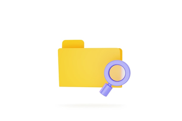 Free photo folder icon with magnifying document search file scanning icon or symbol background 3d illustration