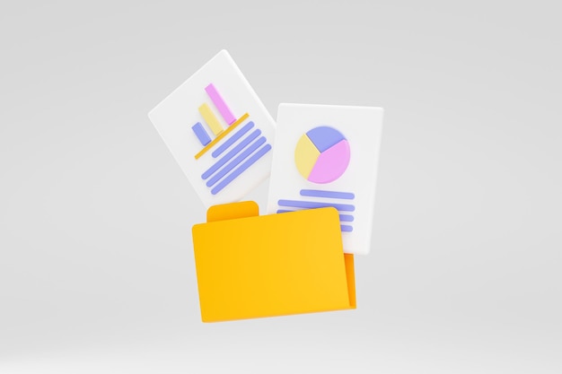 Free photo folder with documents icon sign or symbol background 3d illustration