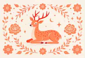 Free photo folk style  animal pattern