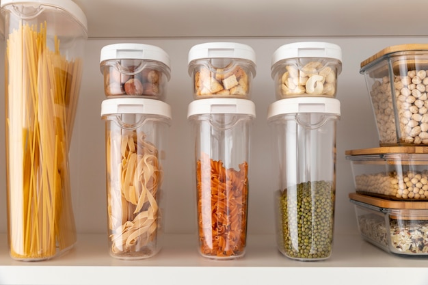 Free photo food containers on shelves arrangement