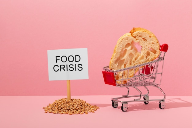 Free Photo food crisis concept with shopping cart