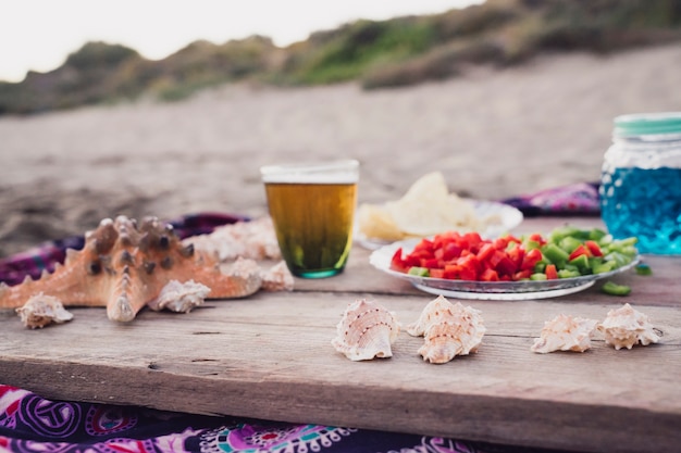 Food and drinks for a beach party