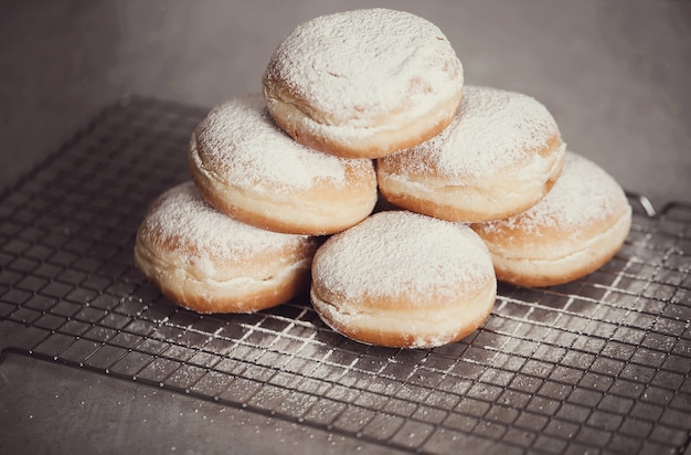 Food. Freshly baked doughnuts on the table