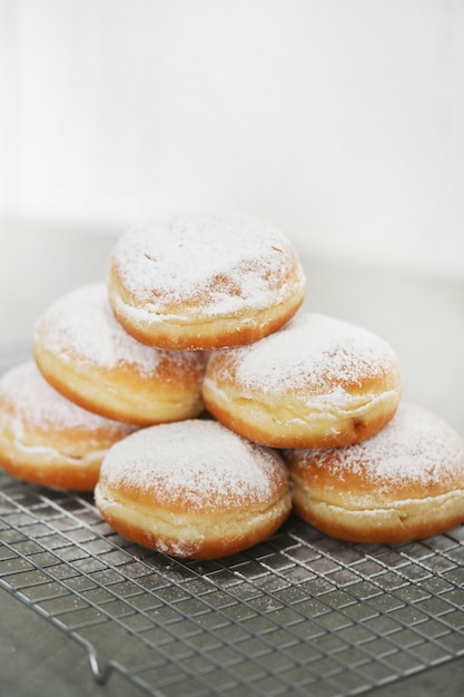 Food. Freshly baked doughnuts on the table