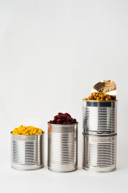 Free Photo food packaged in can still life