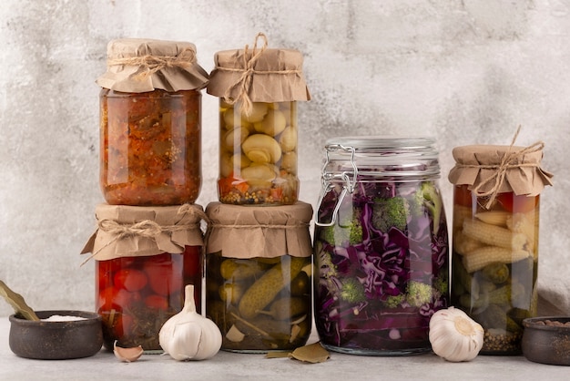 Free photo food preservation with jars