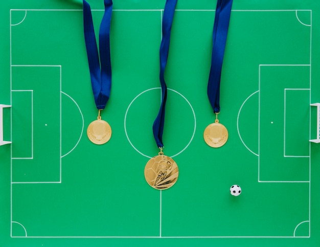 Football composition with medals