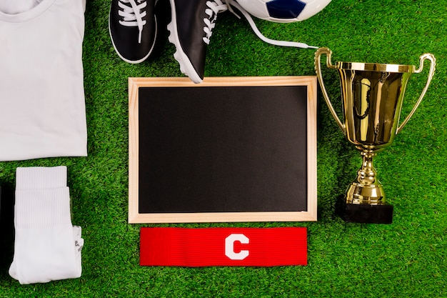 Free photo football composition with slate