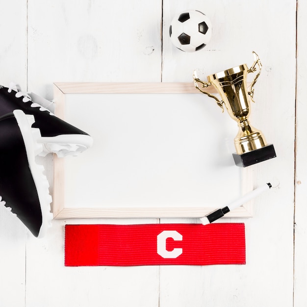 Free photo football composition with whiteboard