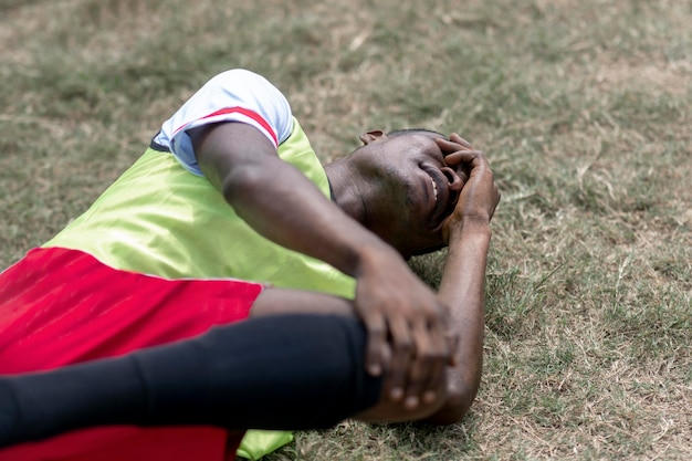 Football player hurt during match