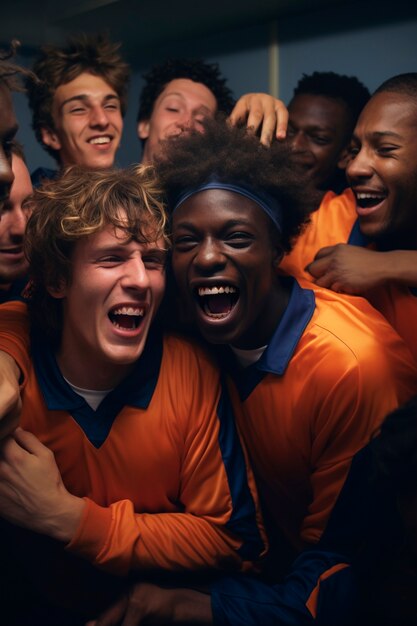 Football team celebrating win