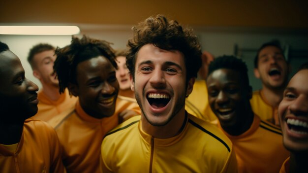 Football team celebrating win