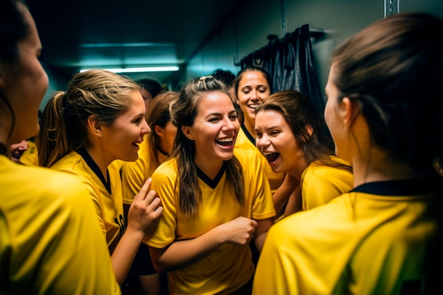 Football team celebrating win