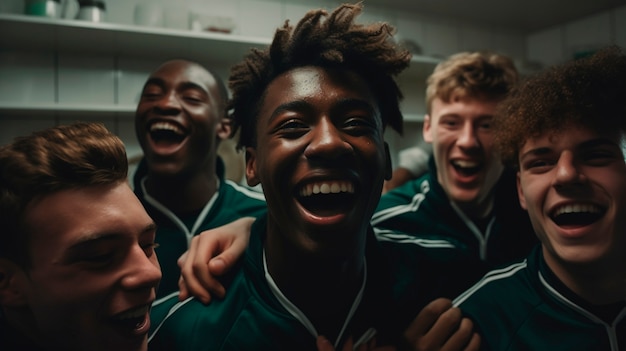 Football team celebrating win