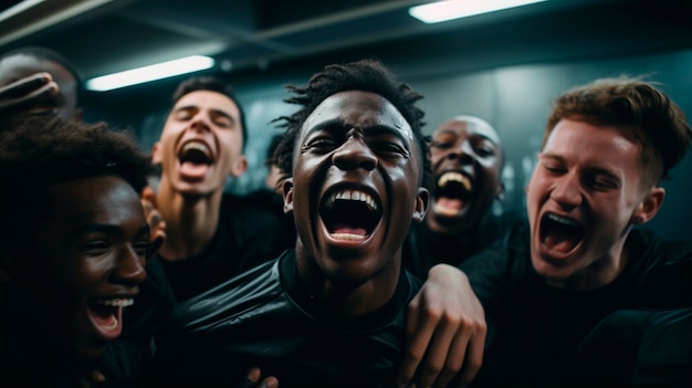 Football team celebrating win