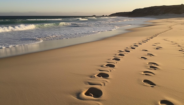 Free photo footprints in the sand on a beach