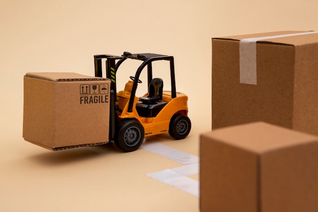 Free Photo forklift and boxes supply chain concept