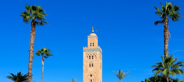 Free photo fountaine in front of the koutoubia mosque in marrakech