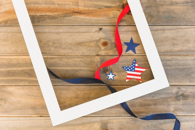 Free Photo frame and american stars with ribbons