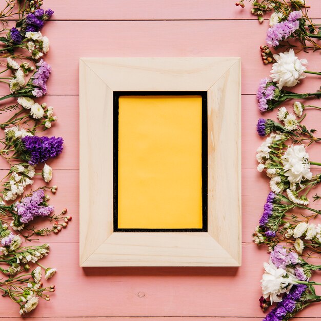 Frame and arranged flowers