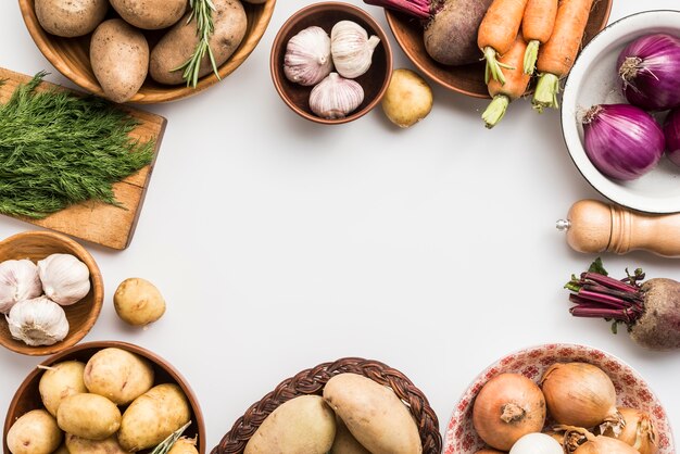 Frame bowl of with vegetables